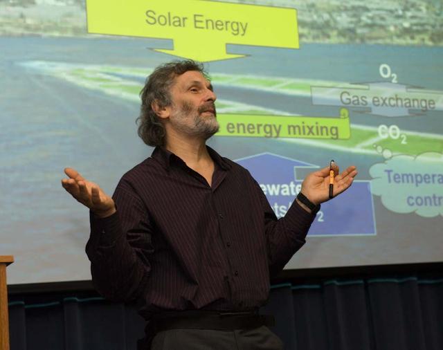 Director's Colloquium; Dr Jonathan Trent, Physical Scientist with NASA Ames Bioengineering Branch presents 'OMEGA and the Future of Aviation Fuels)   Abstract: Offshore Membrane Enclosures for Growing Algae (OMEGA) is an innovative approach to growing oil-producing, freshwater algea in off shore enclosures, using municipal wastewater that is currently dumped into the ocean at a rate of >35 billion gals/day.