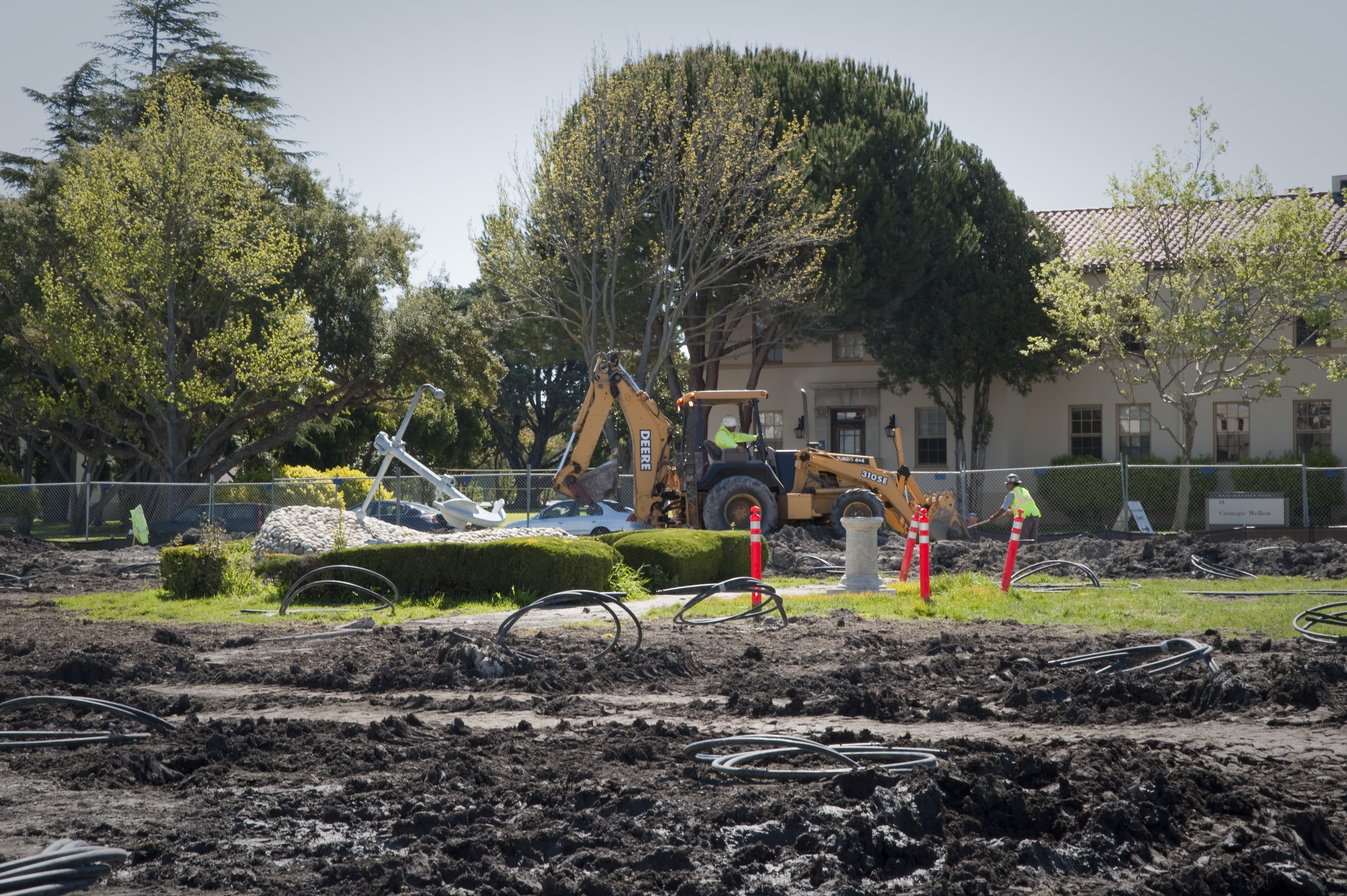 Construction of the new NASA Ames Green Building dubbed Sustainability Base located on the Ames Research Center campus at Moffett Field, CA. Thermal wells dug at the north end of Shenandoah Parade Grounds.