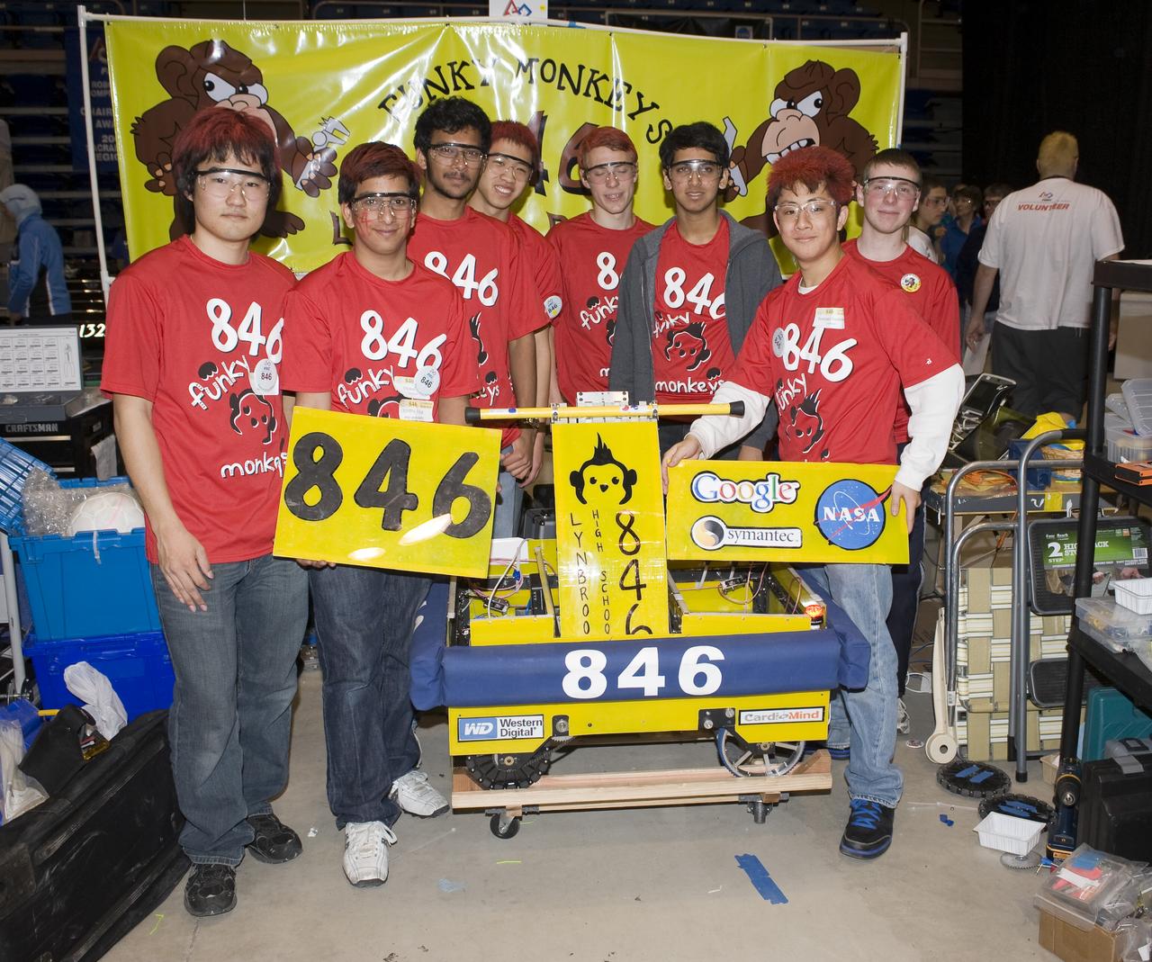 For Inspiration and Recognition of Science and Technology; FIRST Robotics Competition 2010 Silicon Valley Regional held at San Jose State University, San Jose, California The Funky Monkeys, Lynbrook H.S., CA Team 846