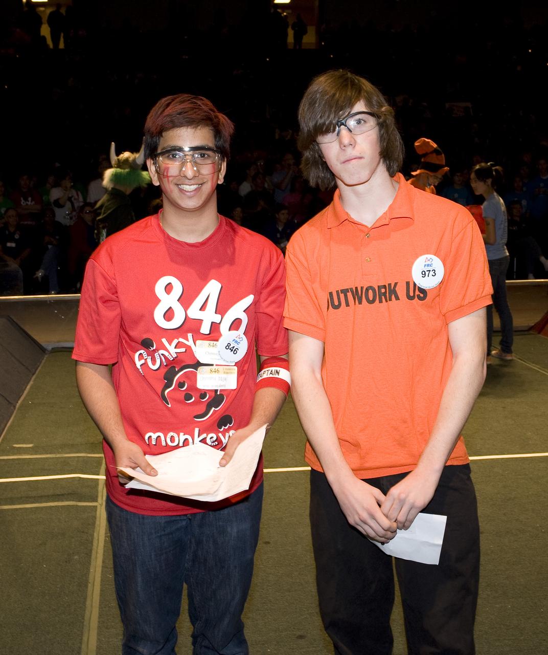 For Inspiration and Recognition of Science and Technology; FIRST Robotics Competition 2010 Silicon Valley Regional held at San Jose State University, San Jose, California team 846 and 973