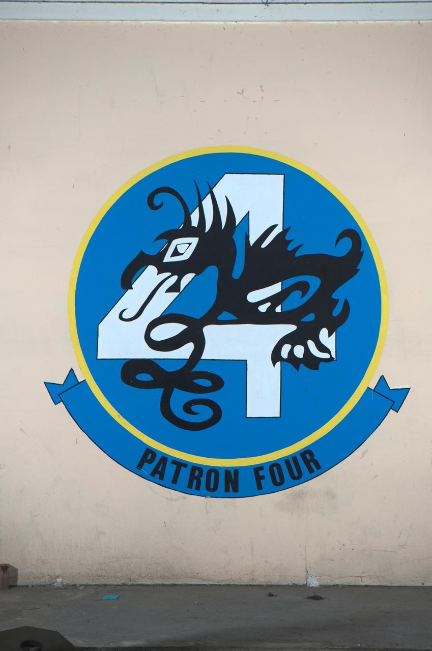A proud Naval History. Squadron Logos in Hangar One at Moffett Federal Airfield, California.