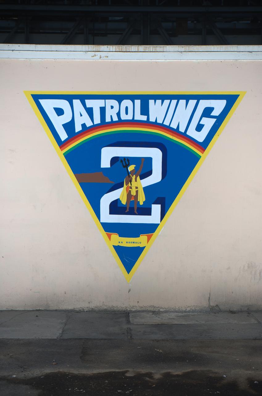 A proud Naval History. Squadron Logos in Hangar One at Moffett Federal Airfield, California.
