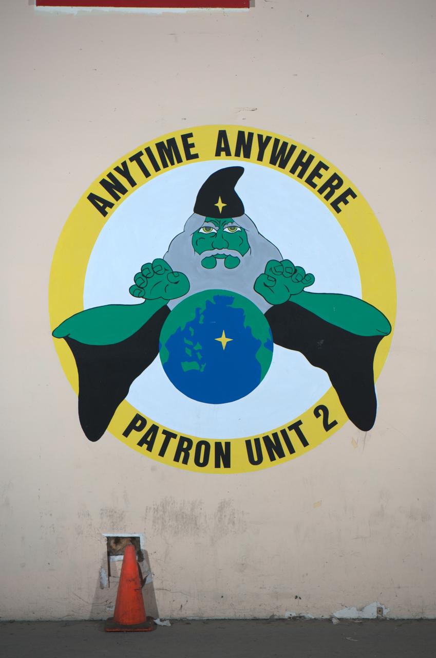 A proud Naval History. Squadron Logos in Hangar One at Moffett Federal Airfield, California.