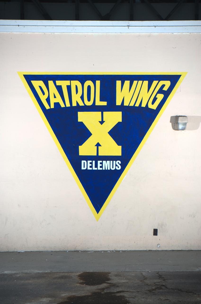 A proud Naval History. Squadron Logos in Hangar One at Moffett Federal Airfield, California.