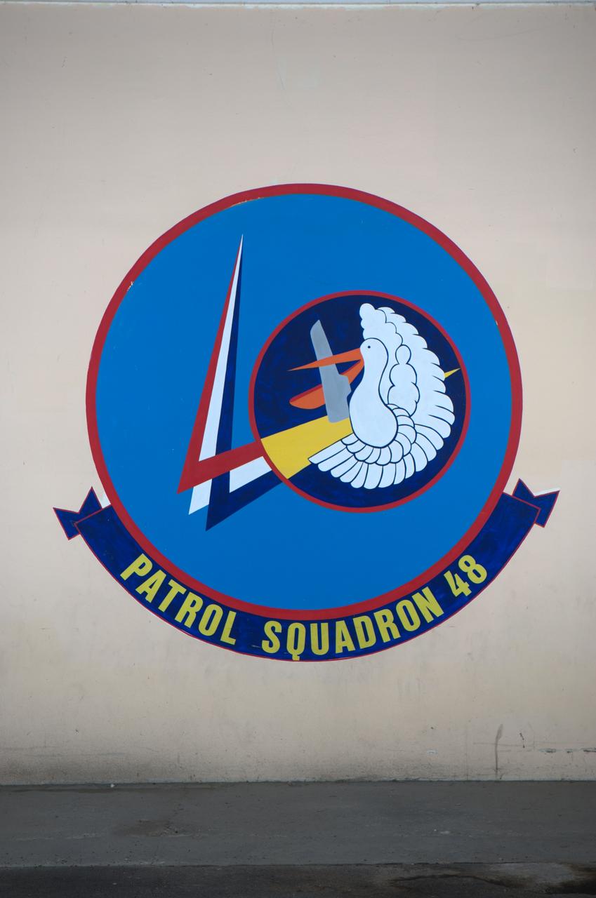 A proud Naval History. Squadron Logos in Hangar One at Moffett Federal Airfield, California.