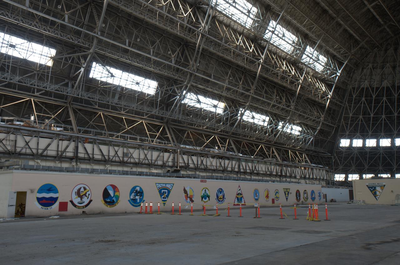 A proud Naval History. Squadron Logos in Hangar One at Moffett Federal Airfield, California.
