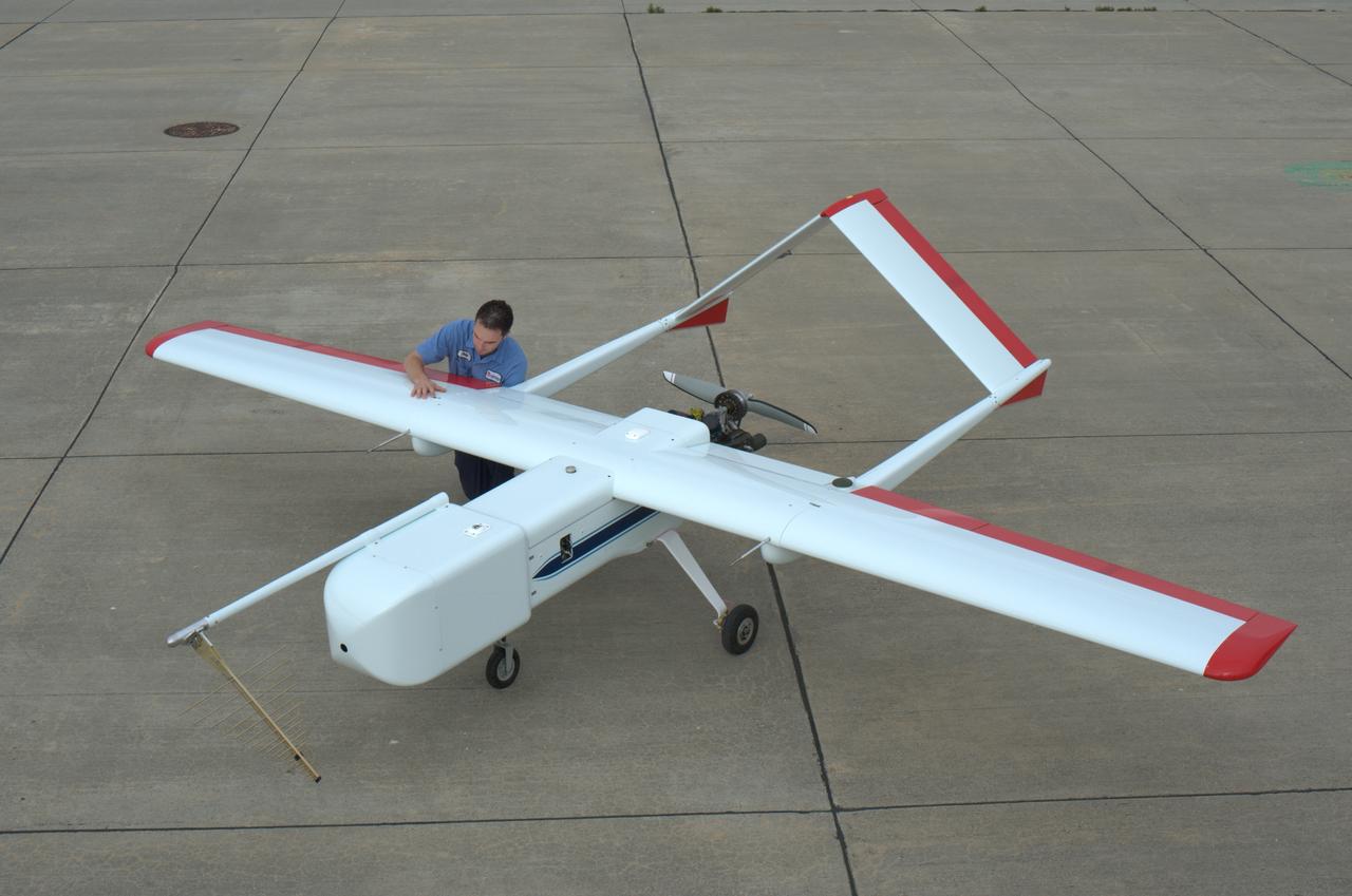SIERRA (Systems Integration Evaluation Remote Research Aircraft) Uninhabited Aerial System (UAV plane) on the Ames flightline (aka; Sierra Unpiloted Aerial system (UAS))