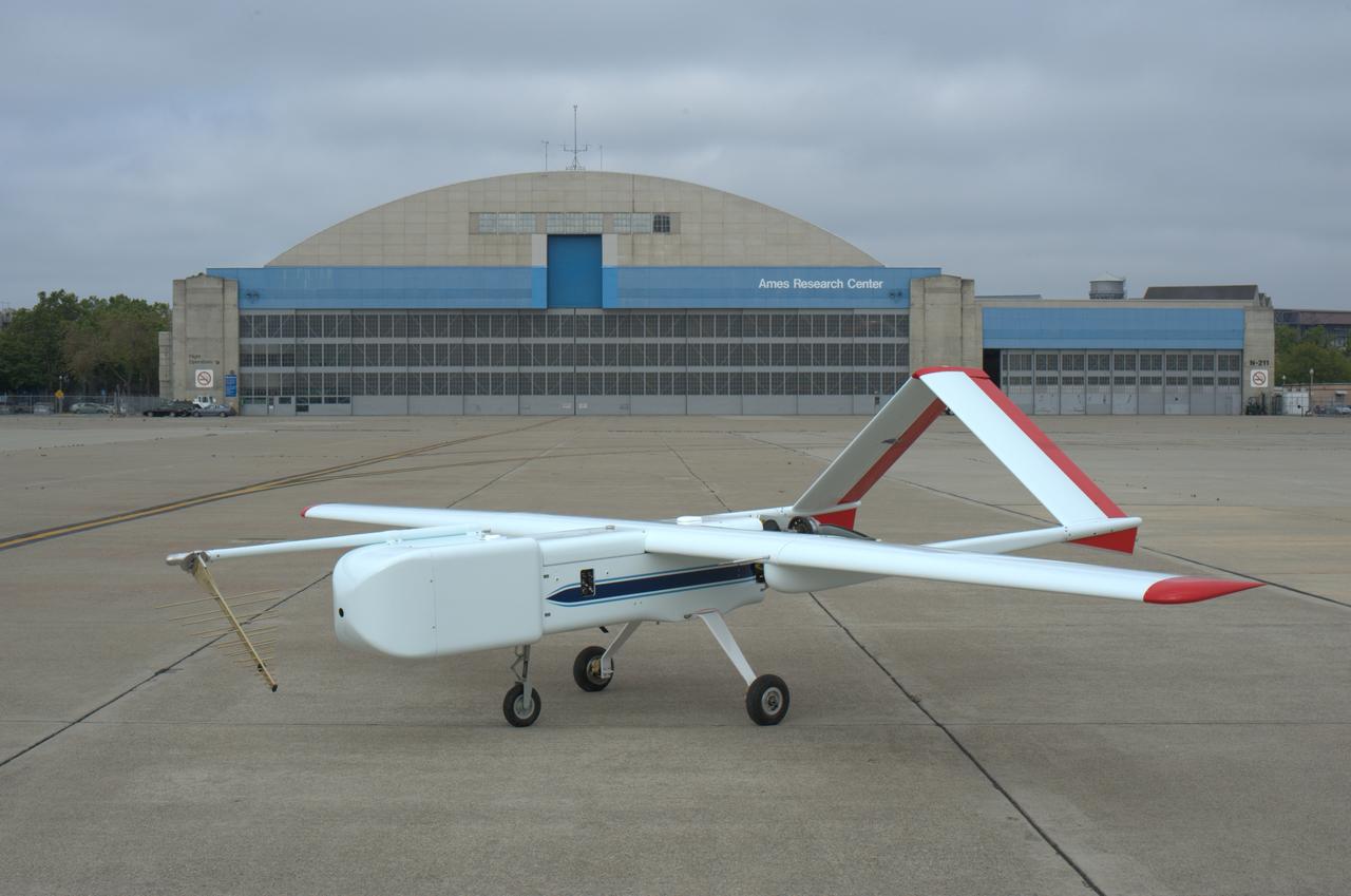 SIERRA (Systems Integration Evaluation Remote Research Aircraft) Uninhabited Aerial System (UAV plane) on the Ames flightline (aka; Sierra Unpiloted Aerial system (UAS))