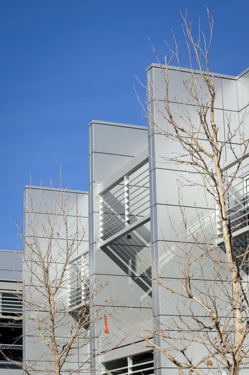 Construction of the new NASA Ames Green Building dubbed Sustainability Base located on the Ames Research Center campus at Moffett Field, CA. windows and shading