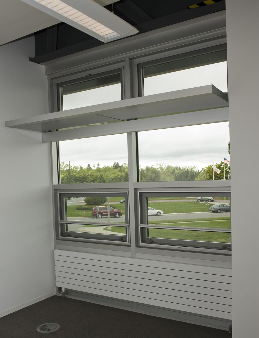Construction of the new NASA Ames Green Building dubbed Sustainability Base located on the Ames Research Center campus at Moffett Field, CA. Interior windows.