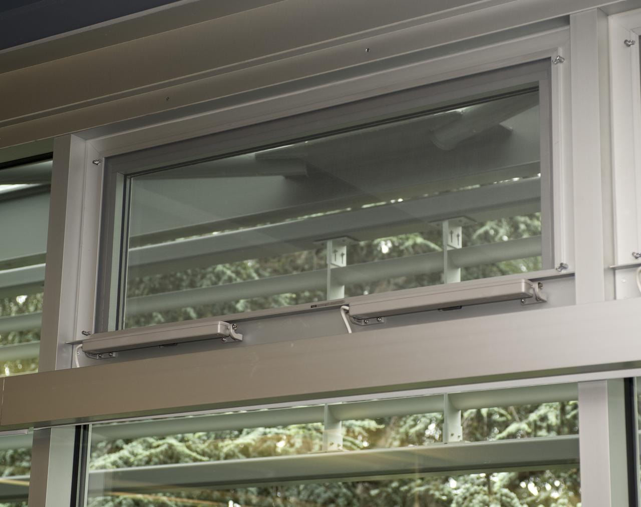 Construction of the new NASA Ames Green Building dubbed Sustainability Base located on the Ames Research Center campus at Moffett Field, CA. Interior windows.