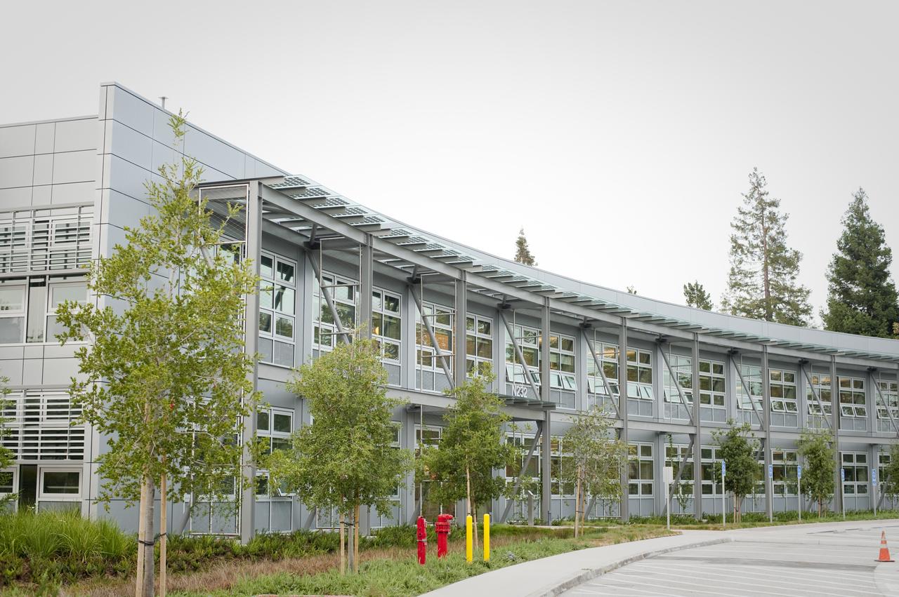 Construction of the new NASA Ames Green Building dubbed Sustainability Base located on the Ames Research Center campus at Moffett Field, CA. exterior views of building and landscaping