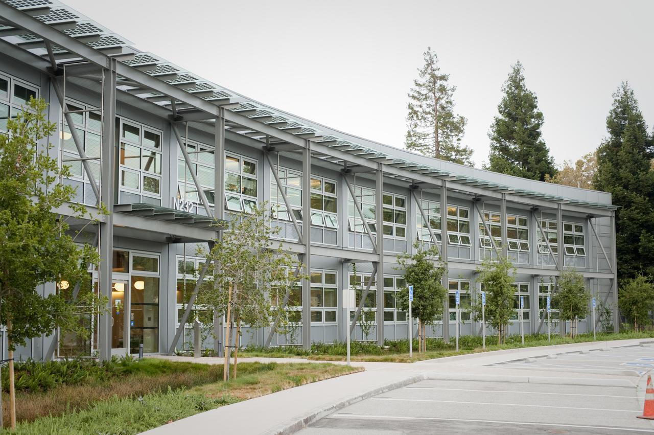 Construction of the new NASA Ames Green Building dubbed Sustainability Base located on the Ames Research Center campus at Moffett Field, CA. exterior views of building and landscaping