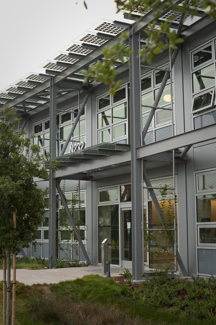 Construction of the new NASA Ames Green Building dubbed Sustainability Base located on the Ames Research Center campus at Moffett Field, CA. exterior views of building and landscaping