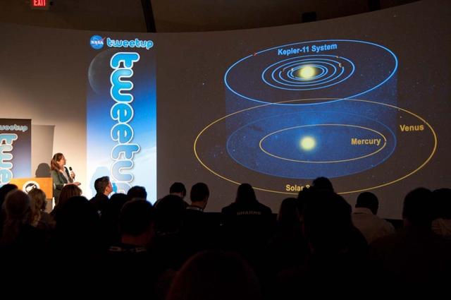 NASA Ames Tweetup and tour of center by invitation of the NASA Ames Public Affairs Office. Tweeter guests during the morning session at the visitor's center with Natalie Batalha, Kepler Scientist from San Jose State University giving overview of mission to locate distant earth like planets with the Kepler Space Telescope.