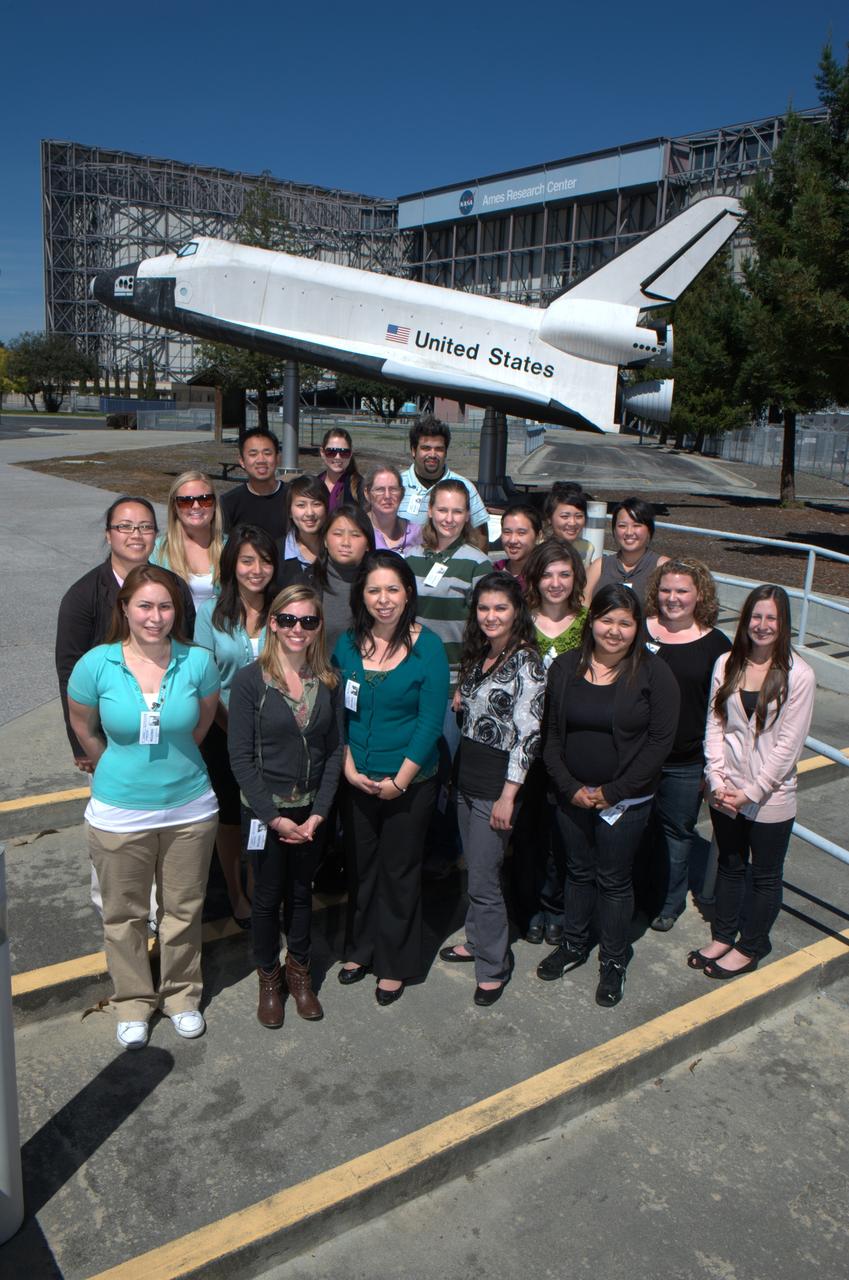 Pre-Service Teachers visit Ames. In no particular order are; Jacqueline Aleman, Christine Bueno, MyKou Chang, Bruce Chavez, Shayna Dobbins, Gail Empert, Amanda Forkey, Shelby Freitas, Ada Gaeta, Nancy Khang, Lisa Marshall, Courtney Menard, Elizabeth Ochoa, Shayna Patete, Kylie Rodriguez, Lanell Stanton, Mor Thor, Jane Vang, Yer Vue, Keri, Watkins, PaHoua Xiong.