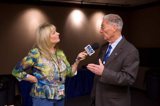 Ames hosts Press Event for talk with STS-135 Astronauts onboard the Space Shuttle. Jack Boyd, Ames speaks with KGO reporter Jeanne Lynch.