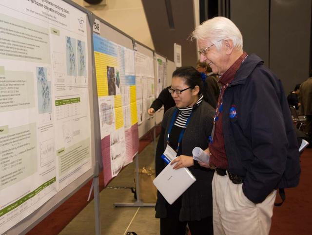 American Geophysical Union 'AGU' Fall Meeting in San Francisco Moscone Center, California. Friedemann Freund at poster session.