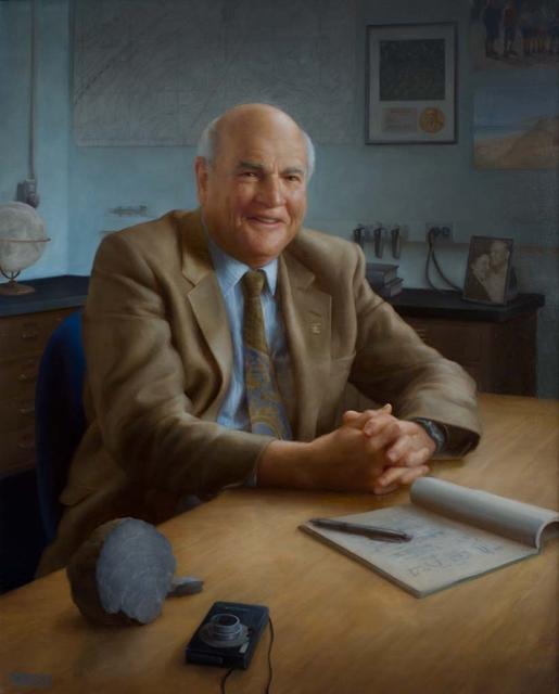 oil protrait of Dr. Baruch Blumberg, Director of Ames Astrobiology by artist Elizabeth Zanzinger