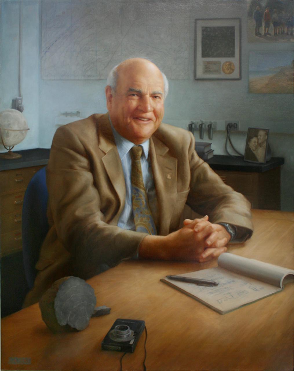 oil protrait of Dr. Baruch Blumberg, Director of Ames Astrobiology by artist Elizabeth Zanzinger