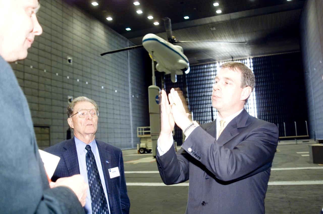 British royalty visits Ames; Prince Andrew, Duke of York on tour in 80x120ft w.t.