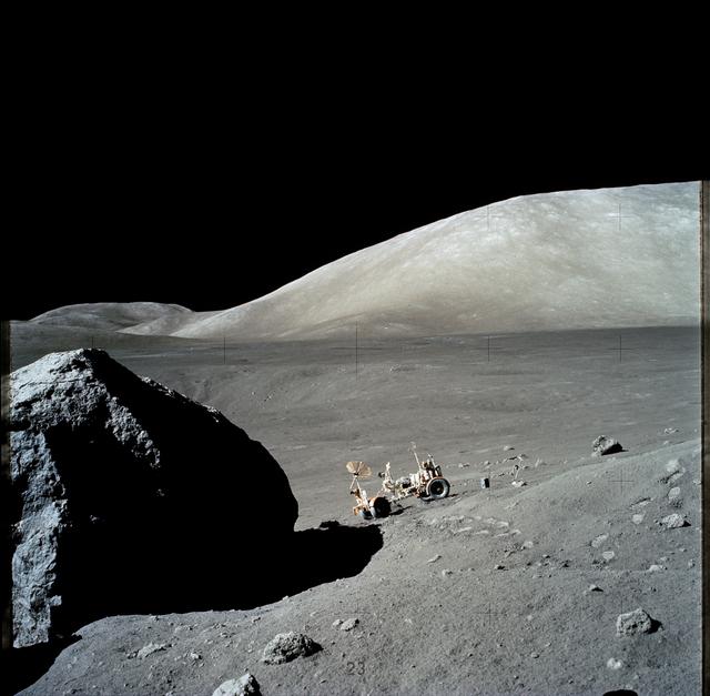 NASA image: Apollo 17 Mission image - Sta 6,Panoramic,LRV