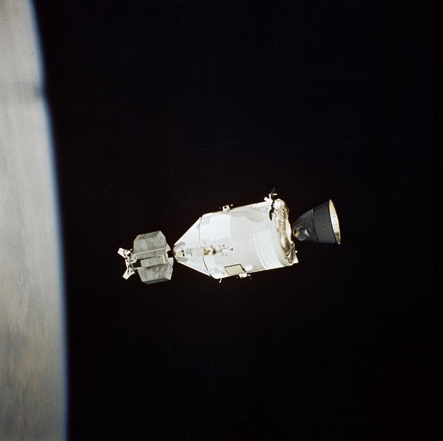 American Apollo spacecraft as seen from Soviet Soyuz spacecraft in orbit