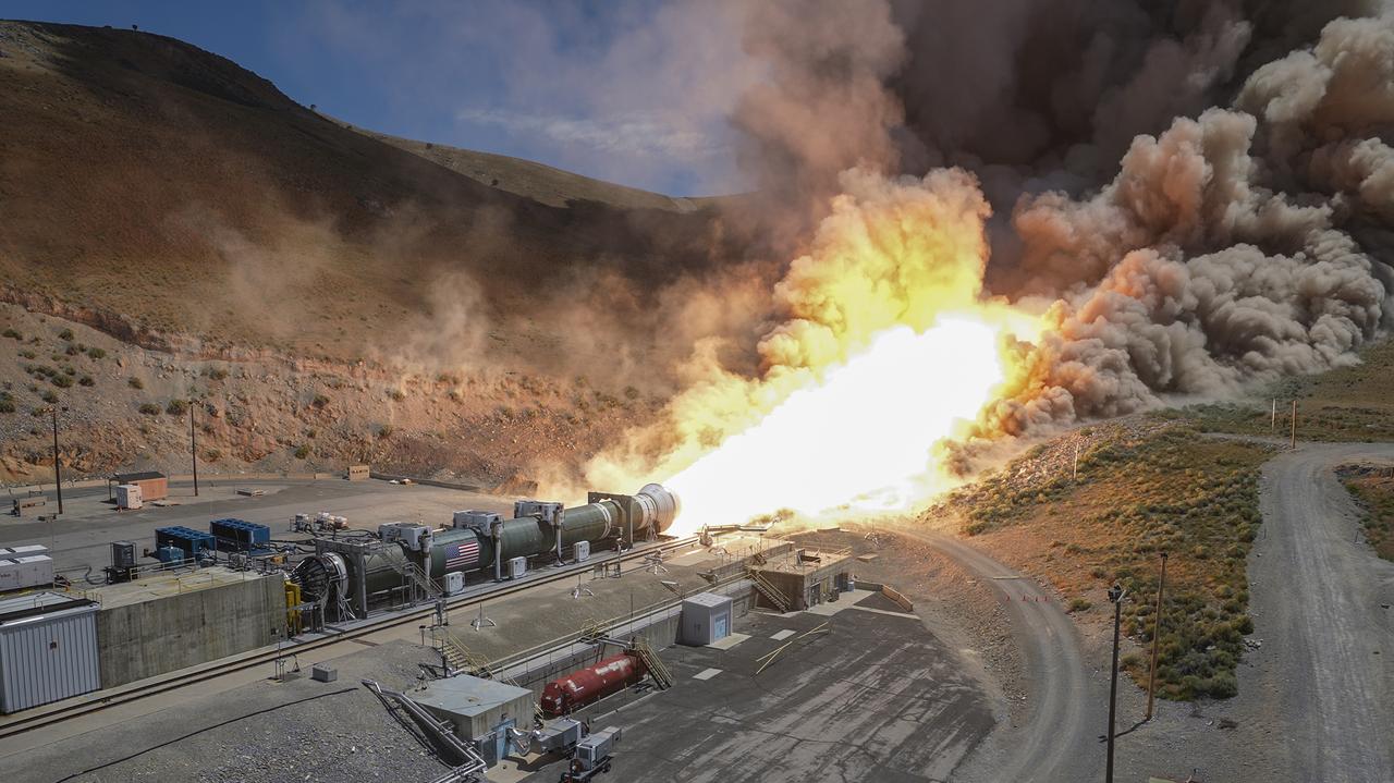Teams from NASA and Northrop Grumman fire a ground-based version of a booster for the agency’s SLS (Space Launch System) rocket June 26. Secured horizontally in a test stand at Northrop Grumman’s test facility in Promontory, Utah, the single five-segment booster motor fired for more than two minutes and produced 3.9 million pounds of thrust. The booster for this test, known as Demonstration Motor-1 (DM-1), is the result of the Booster Obsolescence Life Extension (BOLE) project. This test was the first full-scale ground test of a new five-segment solid rocket motor. During the test, there was an abnormal event approximately 15 seconds before the end of the motor firing. Despite this event, NASA achieved several of the test’s primary objectives and received valuable data on technical risks identified ahead of the test.  Testing this evolved booster for the SLS will help evaluate improvements and new materials in the boosters.  The BOLE effort was launched to transition to a more efficient, lower cost commercial solution for the boosters for the SLS rocket. Through the Artemis campaign, NASA will send astronauts to explore the Moon for scientific discovery, economic benefits, and to build the foundation for the first crewed missions to Mars – for the benefit of all.  For more information, contact NASA Marshall’s Office of Communications at 256-544-0034. 