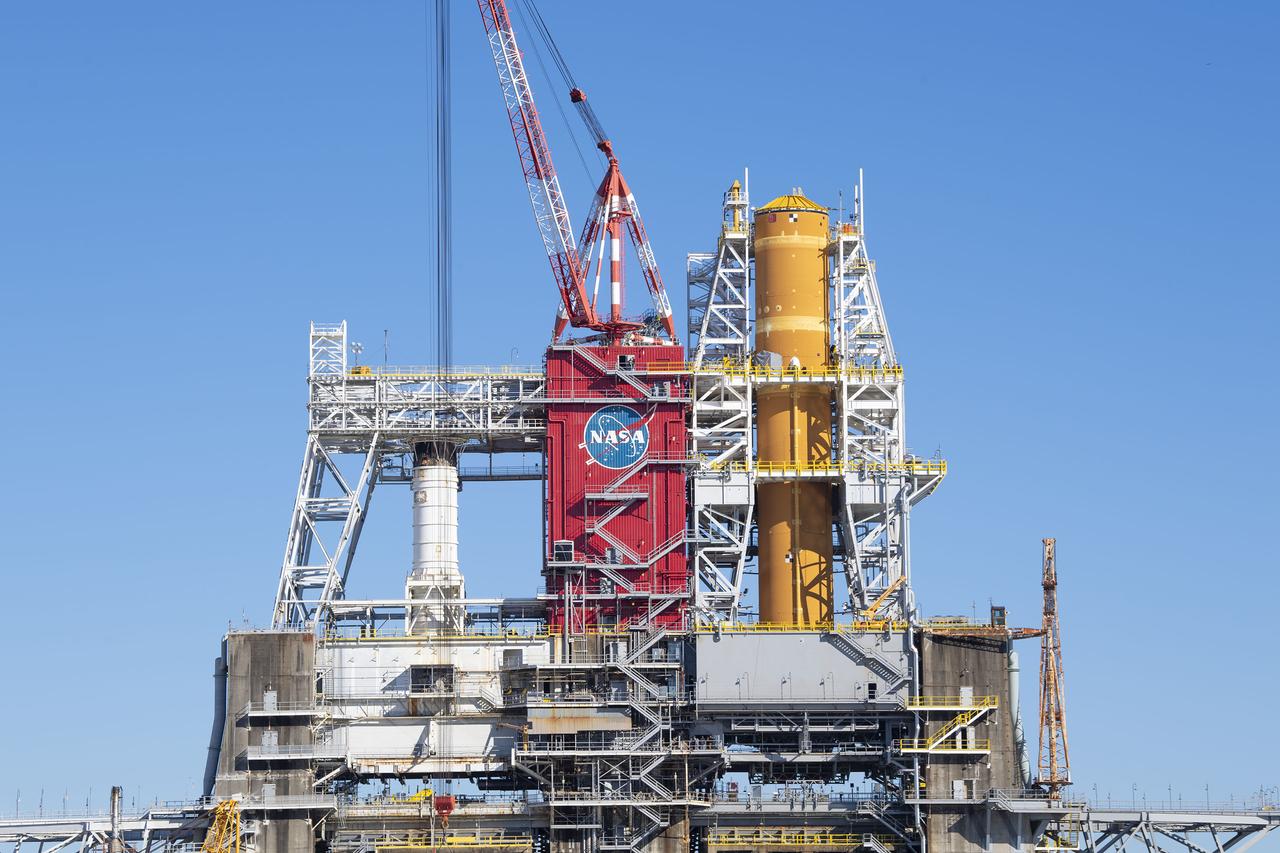 On Jan. 21-22, 2020, crews at Stennis Space Center lifted and installed the first core stage of NASA’s new Space Launch System (SLS) rocket onto the B-2 Test Stand. In upcoming months, a top-to-bottom, integrated series of Green Run tests will be conducted on the stage and its sophisticated systems. Following testing, the stage will be used to help launch the maiden Artemis I test mission of SLS and the Orion spacecraft. Through the Artemis program, NASA will send humans, including the first woman and next man, to the Moon to establish a sustainable presence.