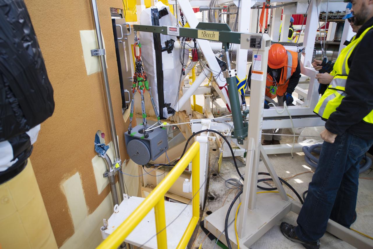 On Jan. 30, 2020, crews at Stennis Space Center successfully conducted modal testing of the first core stage of NASA’s new  Space Launch System (SLS) rocket. Data from the modal test will be used to verify structural vibration modes and verify flight control parameters.  The test is part of a Green Run series of testing that represents the first top-to-bottom integrated testing of the stage’s systems  prior to its maiden Artemis I test mission.