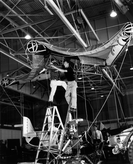 NASA image: Technicians prepare the inflatable wing on Paresev 1-C