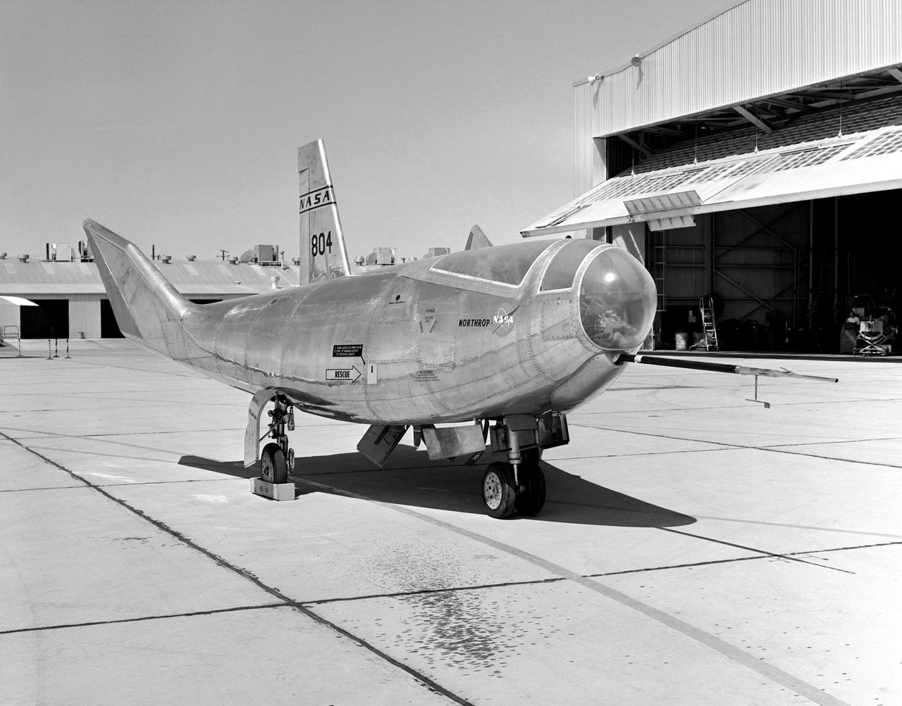 The HL-10, seen here parked on the ramp, was one of five lifting body designs flown at NASA's Dryden Flight Research Center, Edwards, California, from July 1966 to November 1975 to study and validate the concept of safely maneuvering and landing a low lift-over-drag vehicle designed for reentry from space.