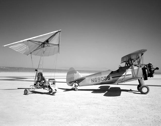 NASA image: Paresev 1-A on lakebed with tow plane