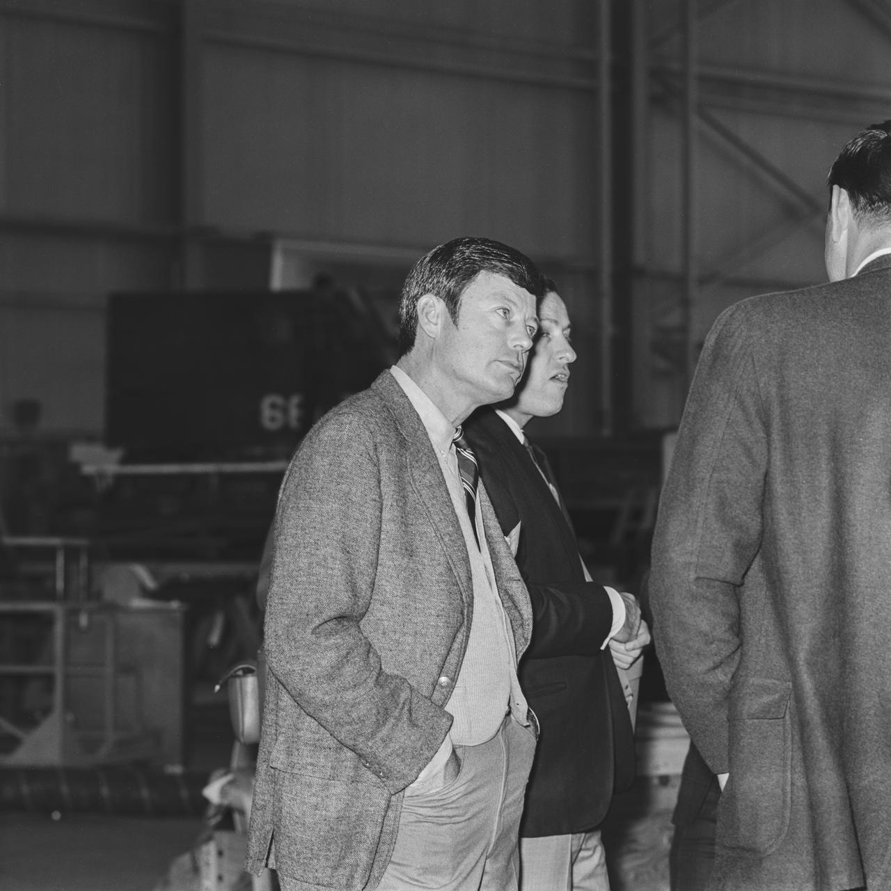 The 1960s Star Trek television seriesâ€™ cast members visit NASA Dryden Flight Research Center, now Armstrong, in 1967. Chief Medical Officer Leonard â€˜Bonesâ€™ McCoyÂ played byÂ DeForest Kelley talks with NASA officials in one of the centerâ€™s aircraft hangar.