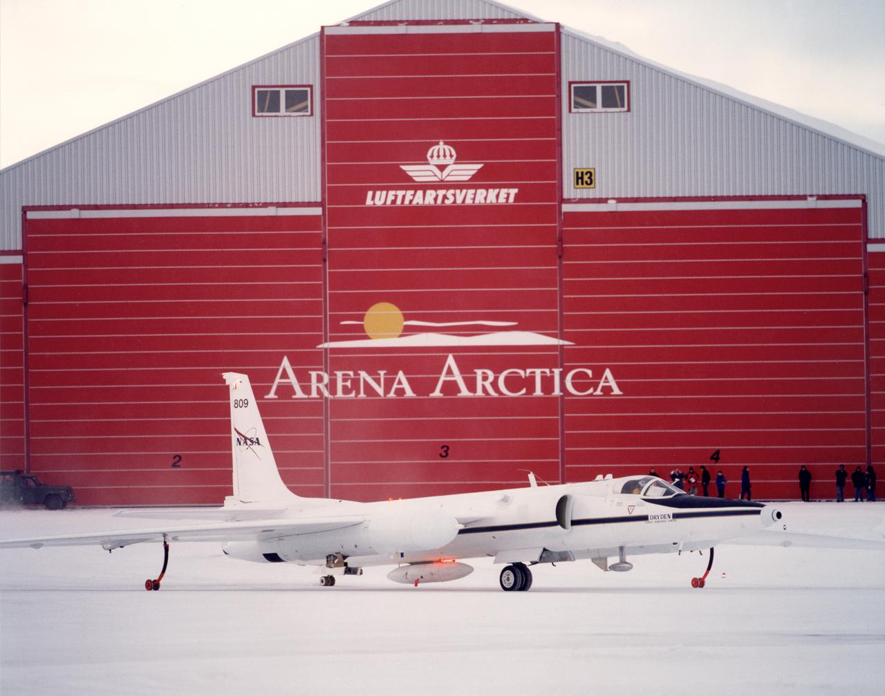 ER-2s bearing tail numbers 806 and 809 are used as airborne science platforms by NASA's Dryden Flight Research Center. The aircraft are platforms for a variety of high-altitude science missions flown over various parts of the world. They are also used for earth science and atmospheric sensor research and development, satellite calibration and data validation. The ER-2s are capable of carrying a maximum payload of 2,600 pounds of experiments in a nose bay, the main equipment bay behind the cockpit, two wing-mounted superpods and small underbody and trailing edges. Most ER-2 missions last about six hours with ranges of about 2,200 nautical miles. The aircraft typically fly at altitudes above 65,000 feet. On November 19, 1998, an ER-2 set a world record for medium weight aircraft reaching an altitude of 68,700 feet. The aircraft is 63 feet long, with a wingspan of 104 feet. The top of the vertical tail is 16 feet above ground when the aircraft is on the bicycle-type landing gear. Cruising speeds are 410 knots, or 467 miles per hour, at altitude. A single General Electric F-118 turbofan engine rated at 17,000 pounds thrust powers the ER-2.
