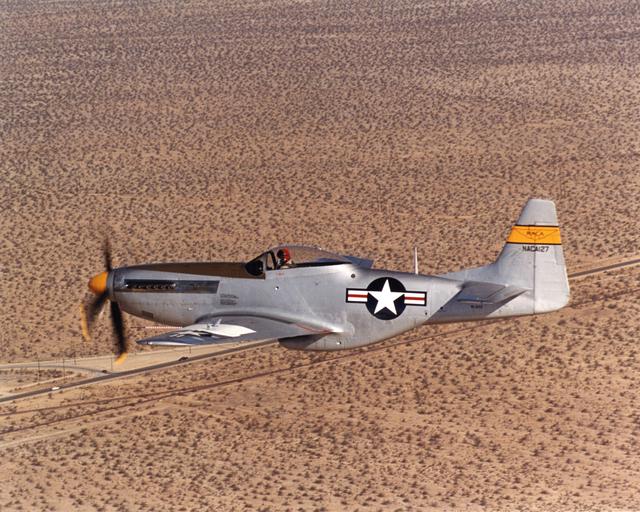 NASA image: A restored NACA P-51D Mustang in flight