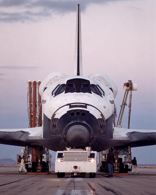 NASA image: Space Shuttle Atlantis/STS-98 shortly before being towed to NASA's Dryden Flight Research Center