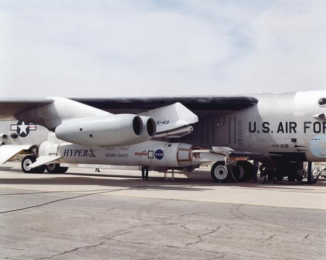 The X-43A hypersonic research aircraft and its modified Pegasus® booster rocket recently underwent combined systems testing while mounted to NASA's NB-52B carrier aircraft