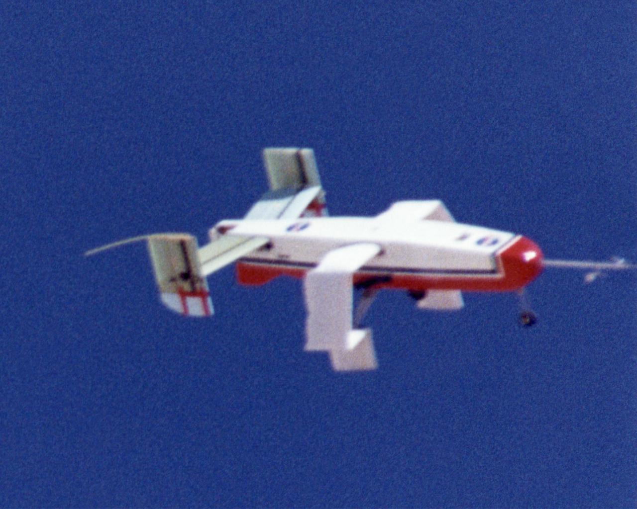 Wing Deployment Sequence #1: The deployable, inflatable wing technology demonstrator experiment aircraft's wings begin deploying following separation from its carrier aircraft during a flight conducted by the NASA Dryden Flight Research Center, Edwards, California. The inflatable wing project represented a basic flight research effort by Dryden personnel. Three successful flights of the I2000 inflatable wing aircraft occurred. During the flights, the team air-launched the radio-controlled (R/C) I2000 from an R/C utility airplane at an altitude of 800-1000 feet.  As the I2000 separated from the carrier aircraft, its inflatable wings "popped-out," deploying rapidly via an on-board nitrogen bottle. The aircraft remained stable as it transitioned from wingless to winged flight. The unpowered I2000 glided down to a smooth landing under complete control.