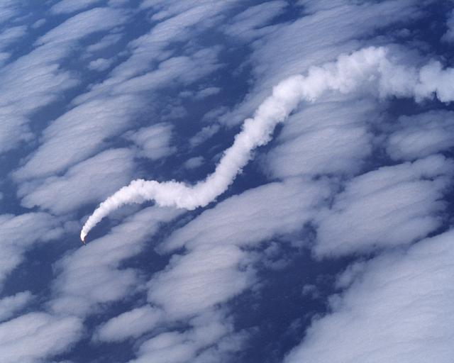 NASA image: The X-43A/Pegasus combination dropped into the Pacific Ocean after losing control early in the first free-flight attempt