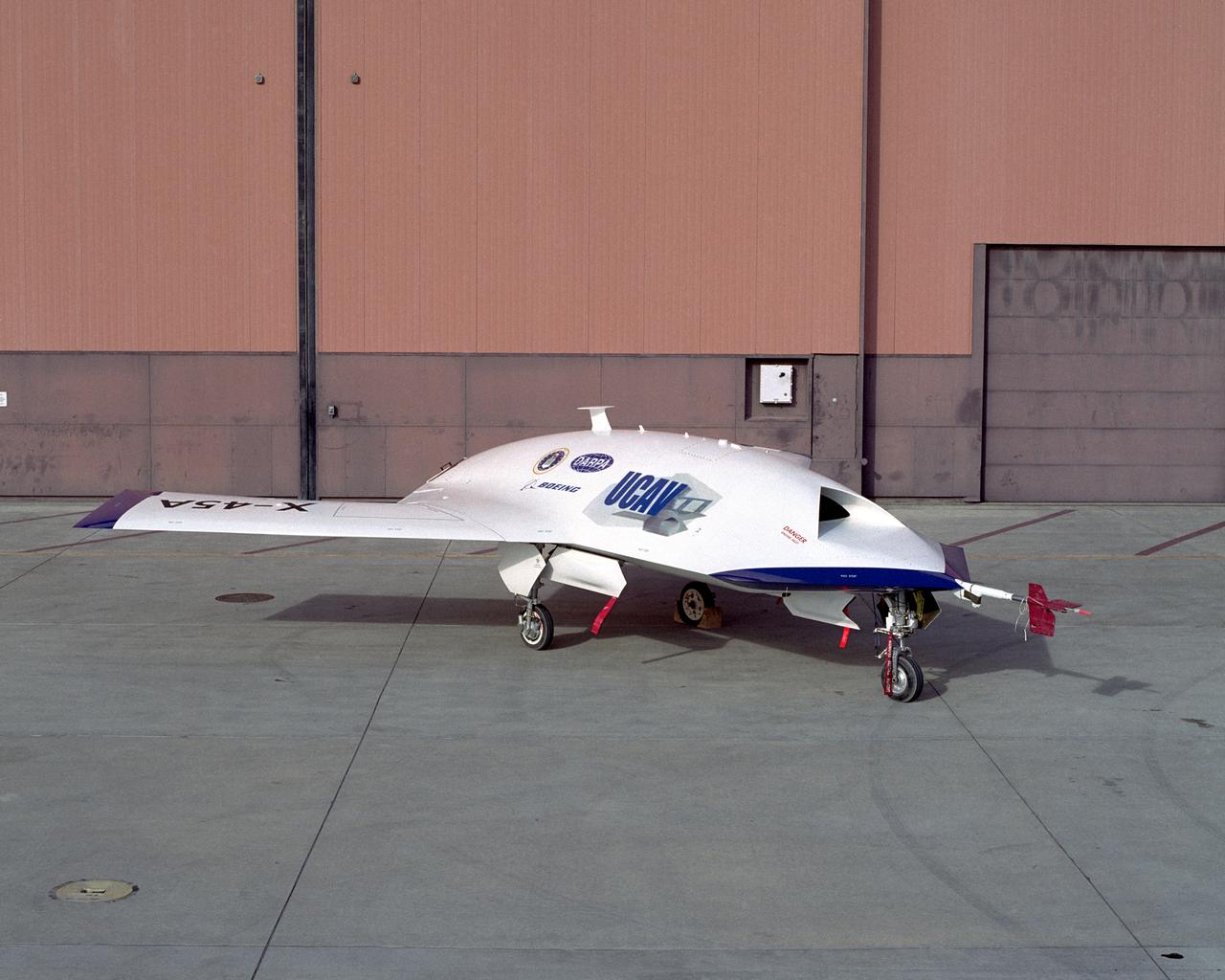 DARPA, U.S. Air Force, Boeing X-45A UCAV (Unmanned Combat Air Vehicle) at NASA Dryden Flight Research Center.