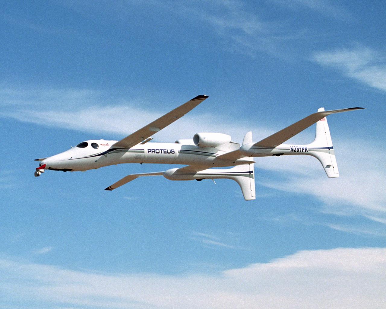 Proteus aircraft low-level flyby at Las Cruces Airport.