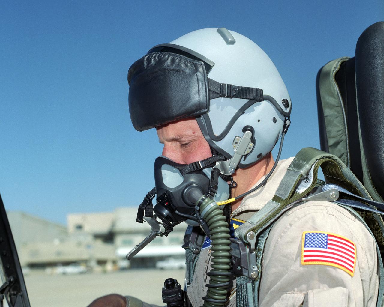 Research pilots from the NASA Dryden Flight Research Center, Edwards, Calif., tested a prototype two-part helmet. Built by Gentex Corp., Carbondale, Pa., the helmet was evaluated by five NASA pilots during the summer and fall of 2002. The objective was to obtain data on helmet fit, comfort and functionality. The inner helmet of the modular system is fitted to the individual crewmember. The outer helmet features a fully integrated spectral mounted helmet display and a binocular helmet mounted display. The helmet will be adaptable to all flying platforms. The Dryden evaluation was overseen by the Center's Life Support office. Assessments have taken place during normal proficiency flights and some air-to-air combat maneuvering. Evaluation platforms included the F-18, B-52 and C-12. The prototype helmet is being developed by the Naval Air Science and Technology Office and the Aircrew Systems Program Office, Patuxent River, Md.