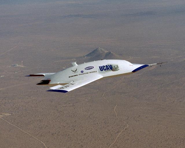 The first X-45A Unmanned Combat Air Vehicle (UCAV) technology demonstrator completed its sixth flight on Dec. 19, 2002, raising its landing gear in flight for the first time. The X-45A flew for 40 minutes and reached an airspeed of 195 knots