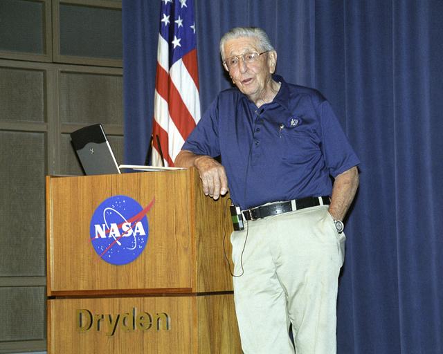 NASA image: Scott Crossfield speaking at the Centennial of Flight Colloquium held at the NASA Dryden Flight Research Center in October, 2003.