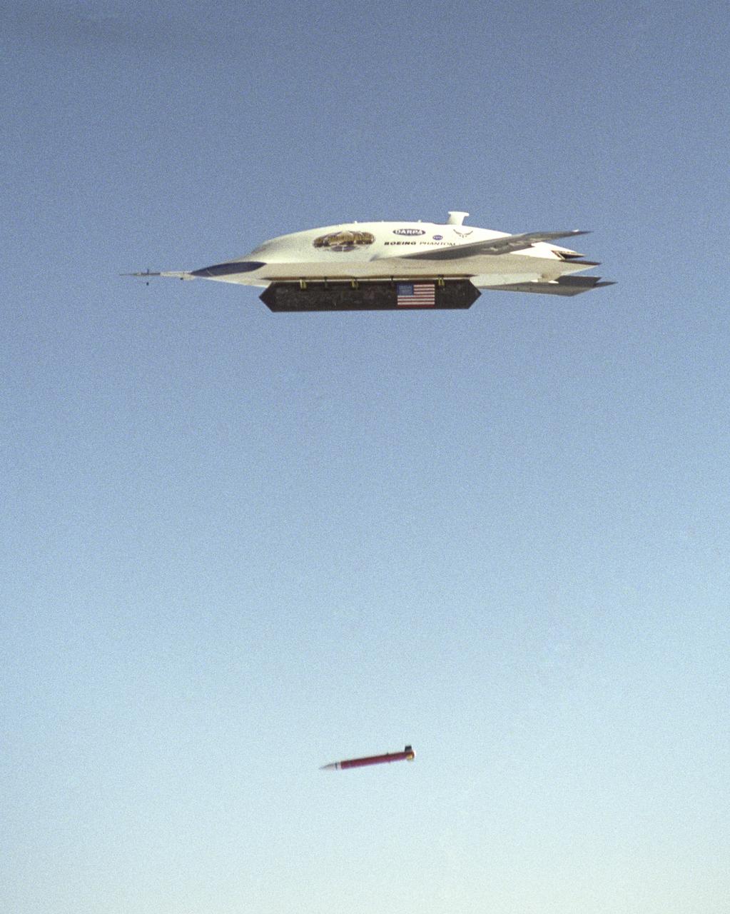 X-45A first GPS-guided weapon demonstration - weapon release