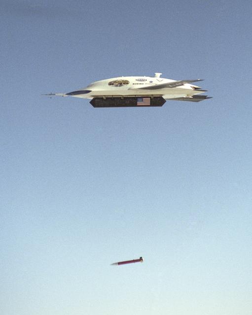 NASA image: X-45A first GPS-guided weapon demonstration - weapon release