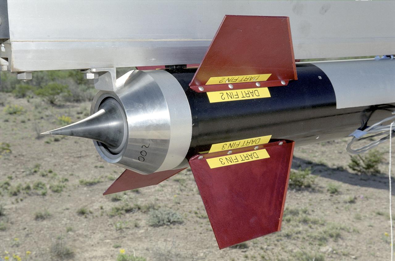 A closeup of one of the Cesaroni Technology, Inc. - constructed aerospike nozzles used in the Dryden Aerospike Rocket Test.