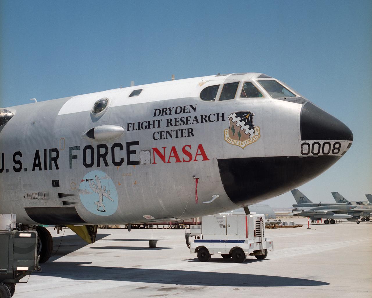 NASA Dryden Flight Research Center's workhorse B-52B launch aircraft, known as NASA 008, displays new markings.