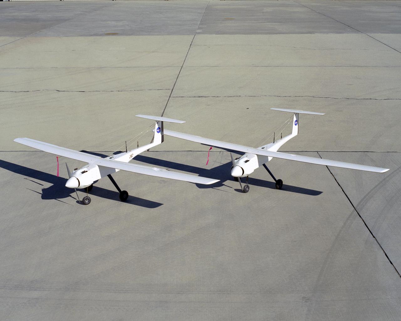 Two identical RnR Products APV-3 aircraft validated cooperative flight control software in the Networked UAV Teaming Experiment at NASA Dryden in early 2005.